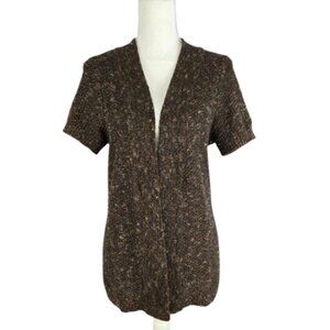 Women’s Brown Marled Open Front Short Sleeve Cardigan Size Medium